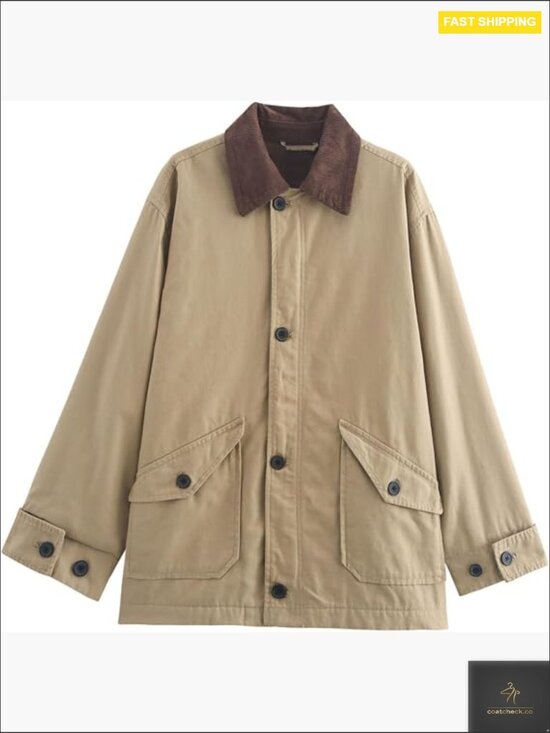 Jackets & Blazers - Oversized Barn Jacket Button Down Canvas Corduroy Lapel Collar Casual Fall